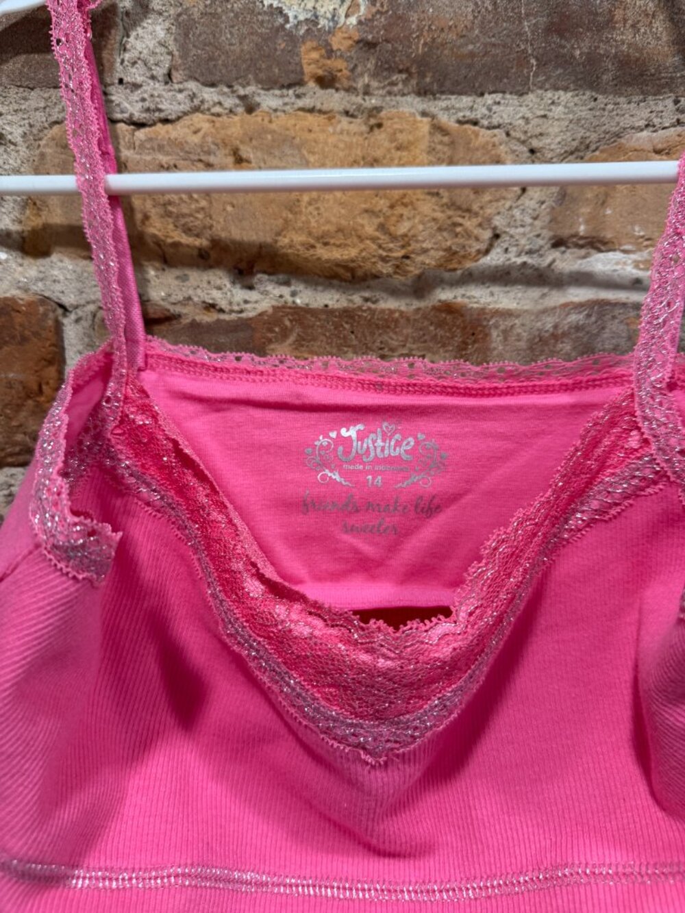 2010 JUSTICE PINK LACE TANK TOP - Picture 3 of 3
